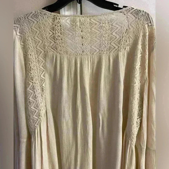 Chicos blouse pop‎ over bell sleeves boho beige Large - Picture 4 of 7